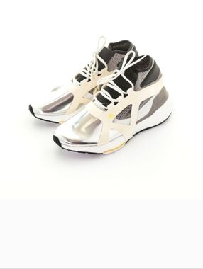 Stella Mccartney X Adidas Women Silver, Cream & Black High-Top Lace-Up Sneakers